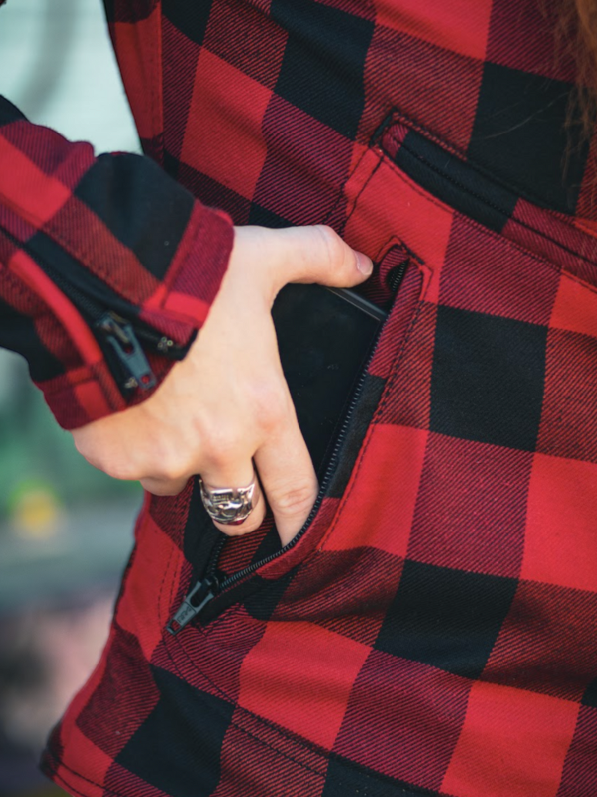 MotoGirl Jessie Flannel Jacket (Red)