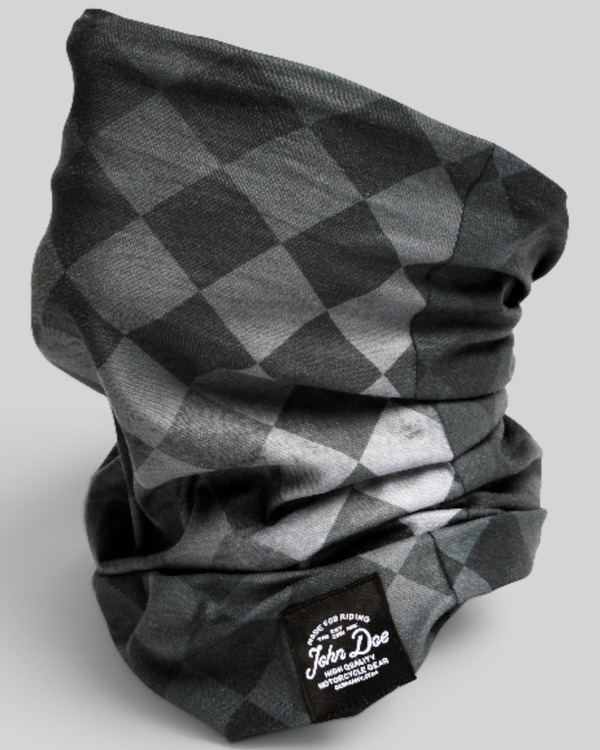Baffle Haus John Doe Heritage Flag Black motorcycle neck tube in breathable seamless Coolmax microfiber
