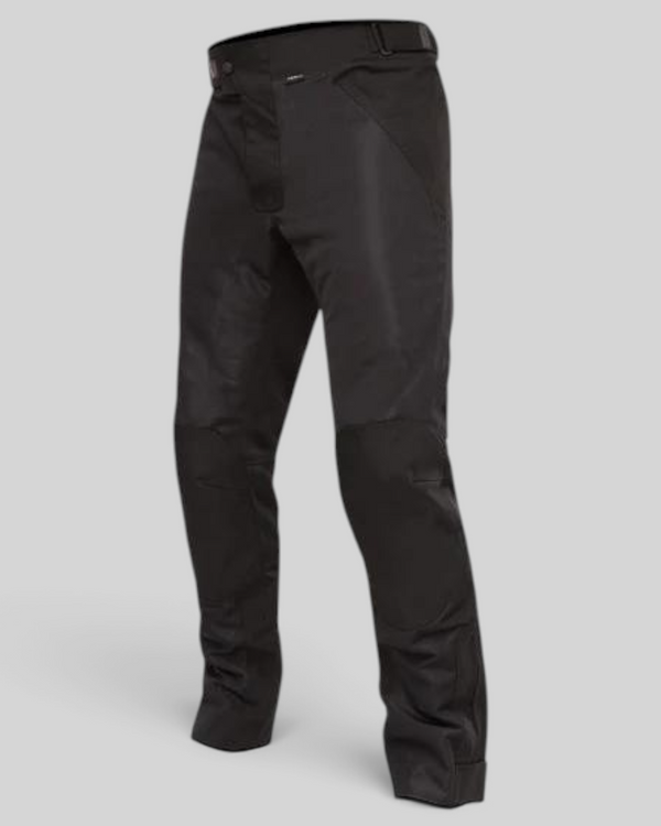 Baffle Haus Taos Air Mesh Trouser in black, featuring breathable mesh panels and reinforced knee protection.