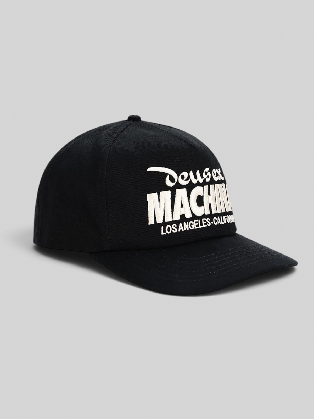 Baffle Haus Primo Cap in black cotton twill, featuring a 5-panel design and white embroidered front logo detail.