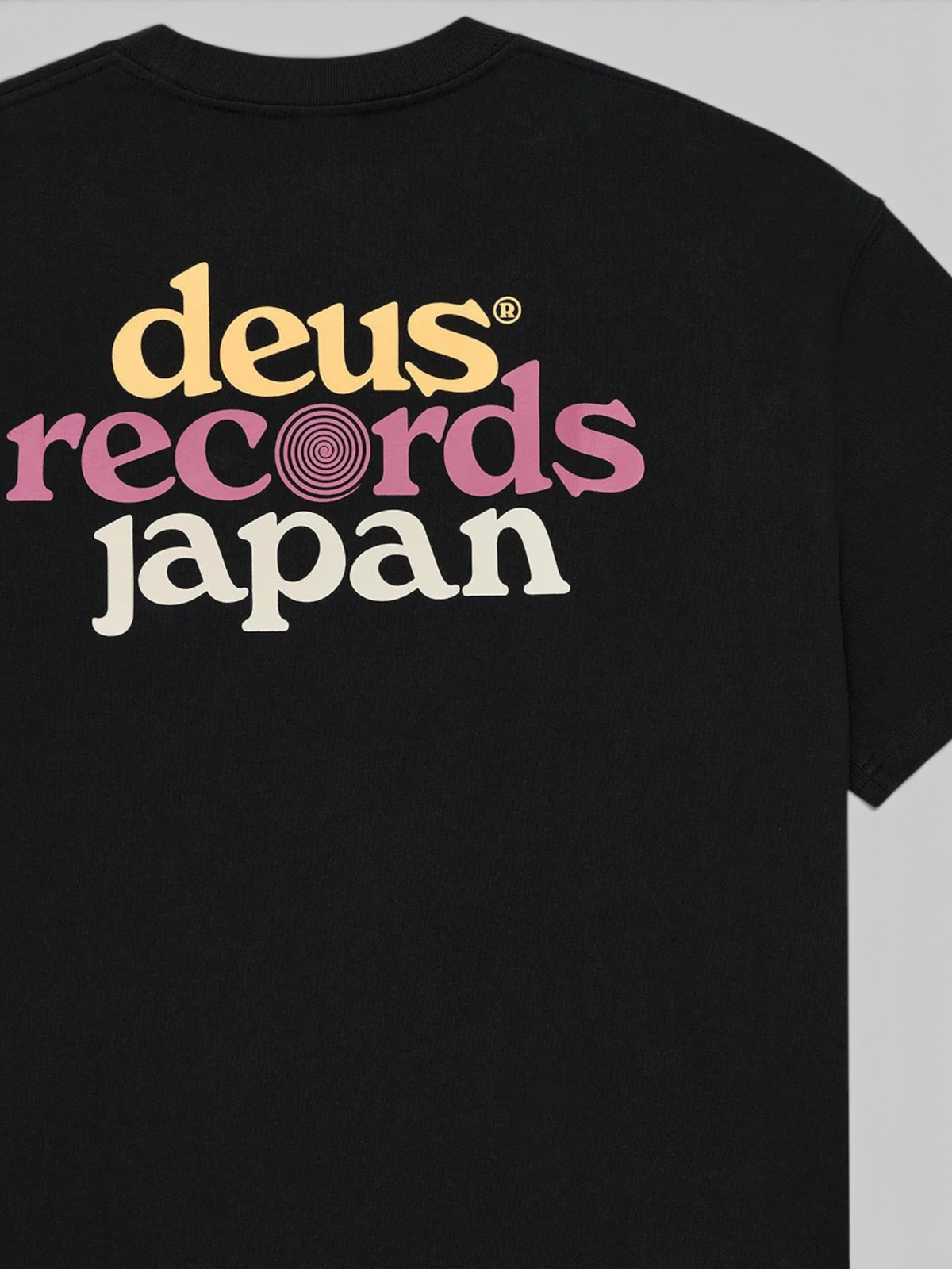 Baffle Haus Strata OS black oversized recycled cotton t-shirt featuring colourful graphic print on the back