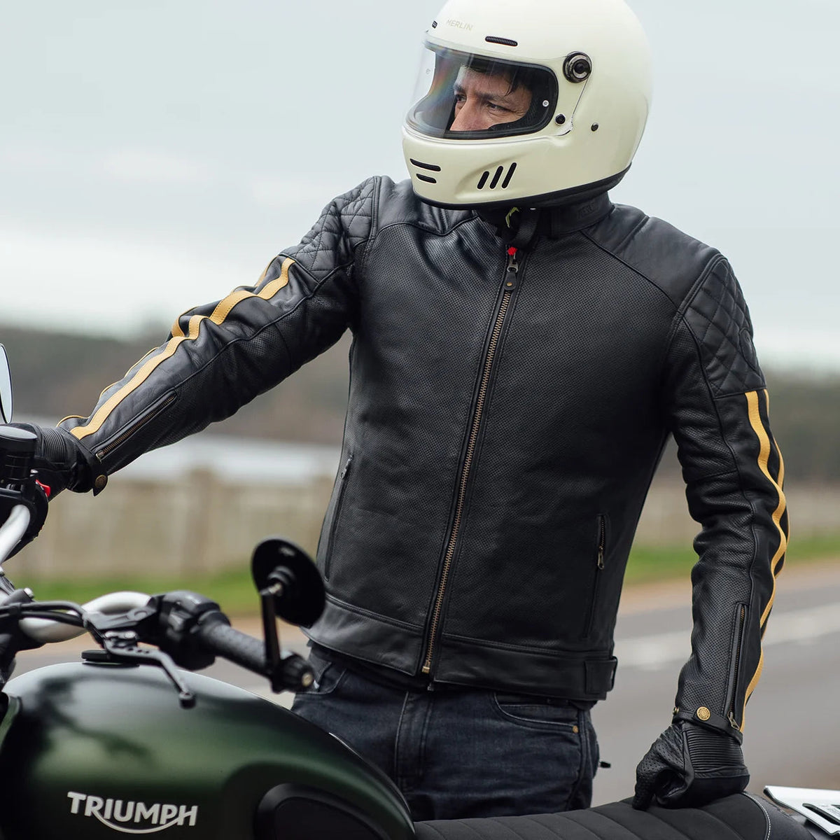 Icon D30 Leather Jacket - Black/Gold