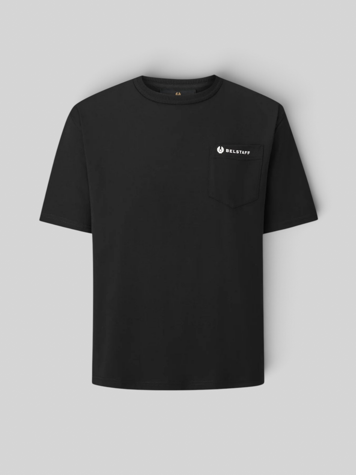 Baffle Haus black cotton jersey Capital T-shirt with crew neck, short sleeves, and chest pocket with Belstaff logo.