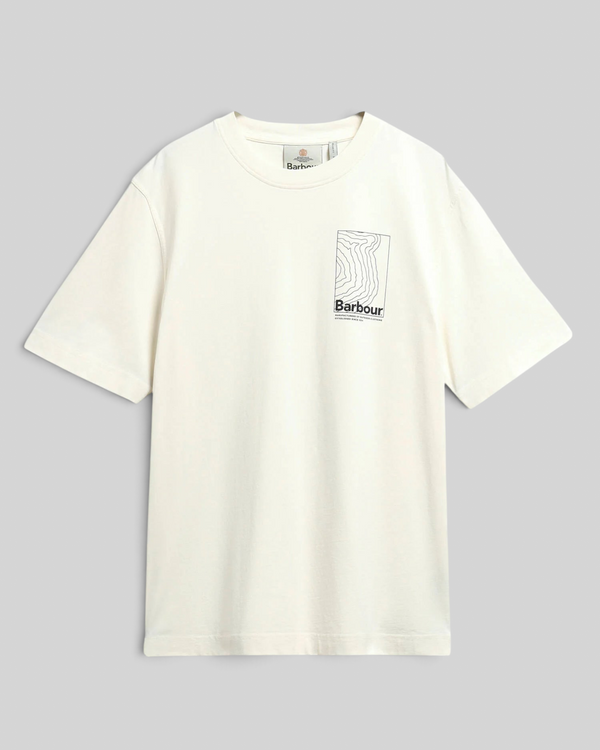 Baffle Haus Barbour Woodbine relaxed fit t-shirt in whisper white cotton with a small chest graphic logo