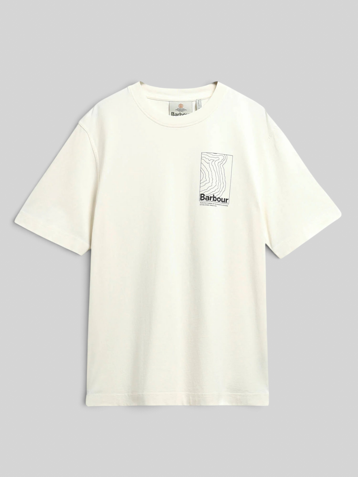 Baffle Haus Barbour Woodbine relaxed fit t-shirt in whisper white cotton with a small chest graphic logo