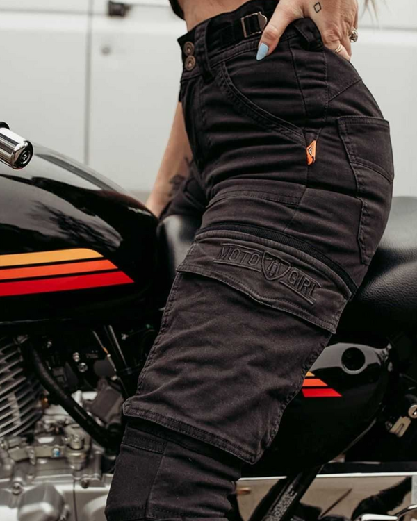 MotoGirl - Lara Cargo Trousers Black