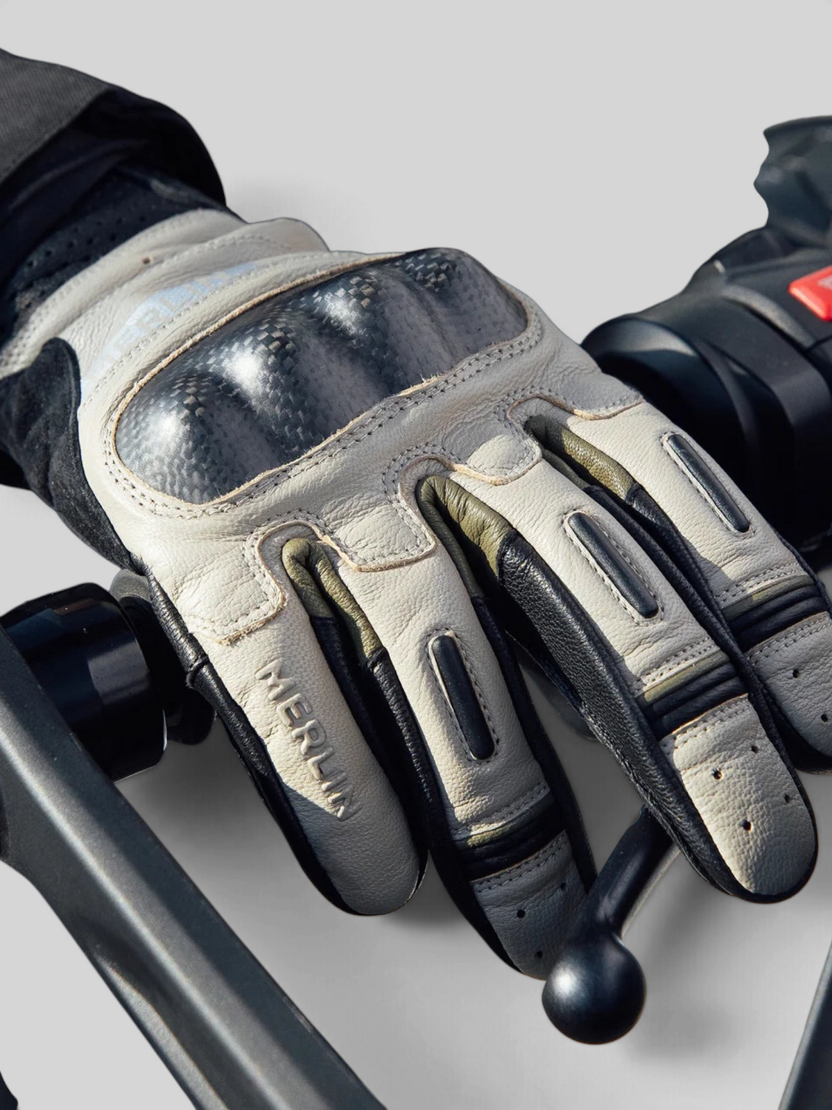 Baffle Haus Overland Air D3O brown goatskin leather motorcycle glove with carbon fibre knuckle protection