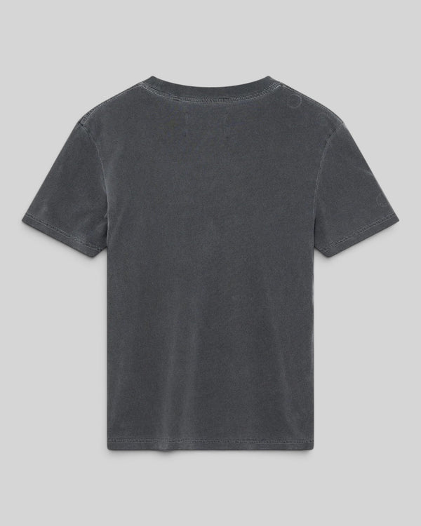 Baffle Haus A110 womens anthracite grey lightweight recycled cotton blend t-shirt, back view