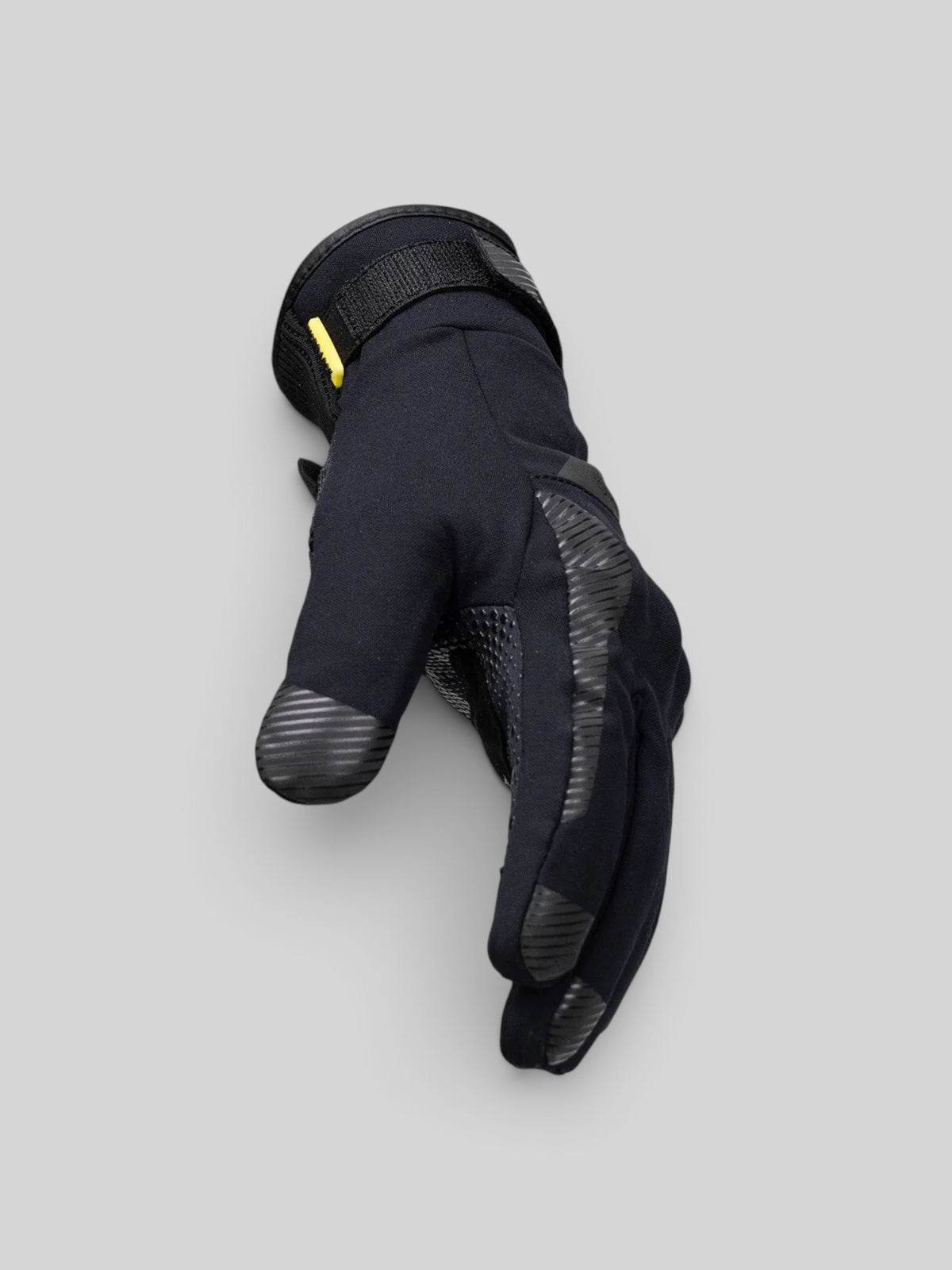 Baffle Haus Action Pro waterproof motorcycle glove in black with silicone grip detailing and wrist closure