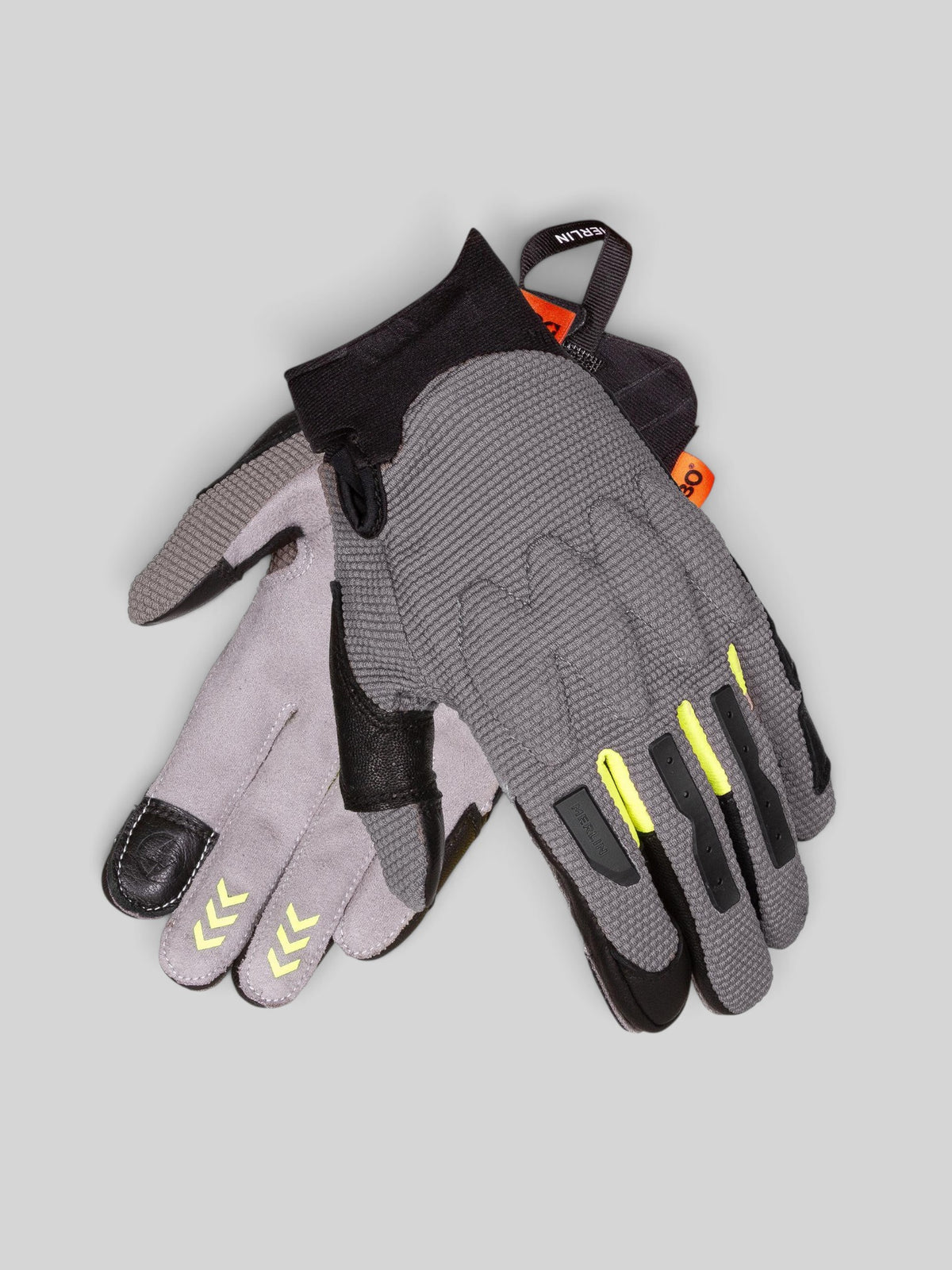 Baffle Haus Aerolite Enduro gloves in grey with D3O knuckle armour, silicone grip, and touchscreen-compatible tips.