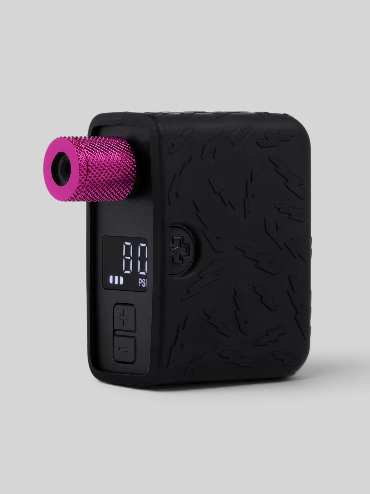 Baffle Haus AirMach Electric Pro Inflator in black with a bright pink nozzle and digital LED pressure display.