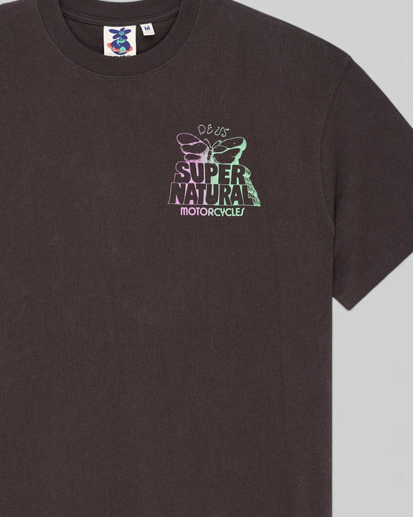 Baffle Haus anthracite grey oversized recycled cotton rugby jersey t-shirt with supernatural chest graphic print