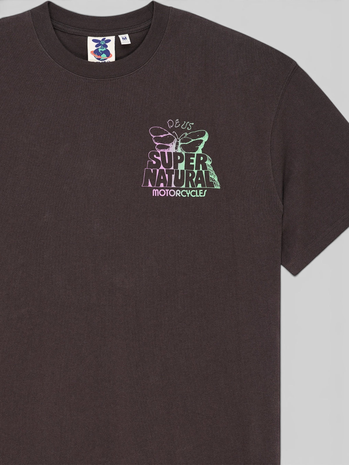 Baffle Haus anthracite grey oversized recycled cotton rugby jersey t-shirt with supernatural chest graphic print