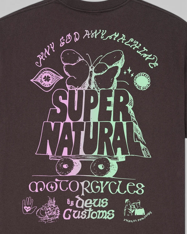 Baffle Haus Temple Torque oversized anthracite grey recycled cotton jersey t-shirt with colourful graphic back print
