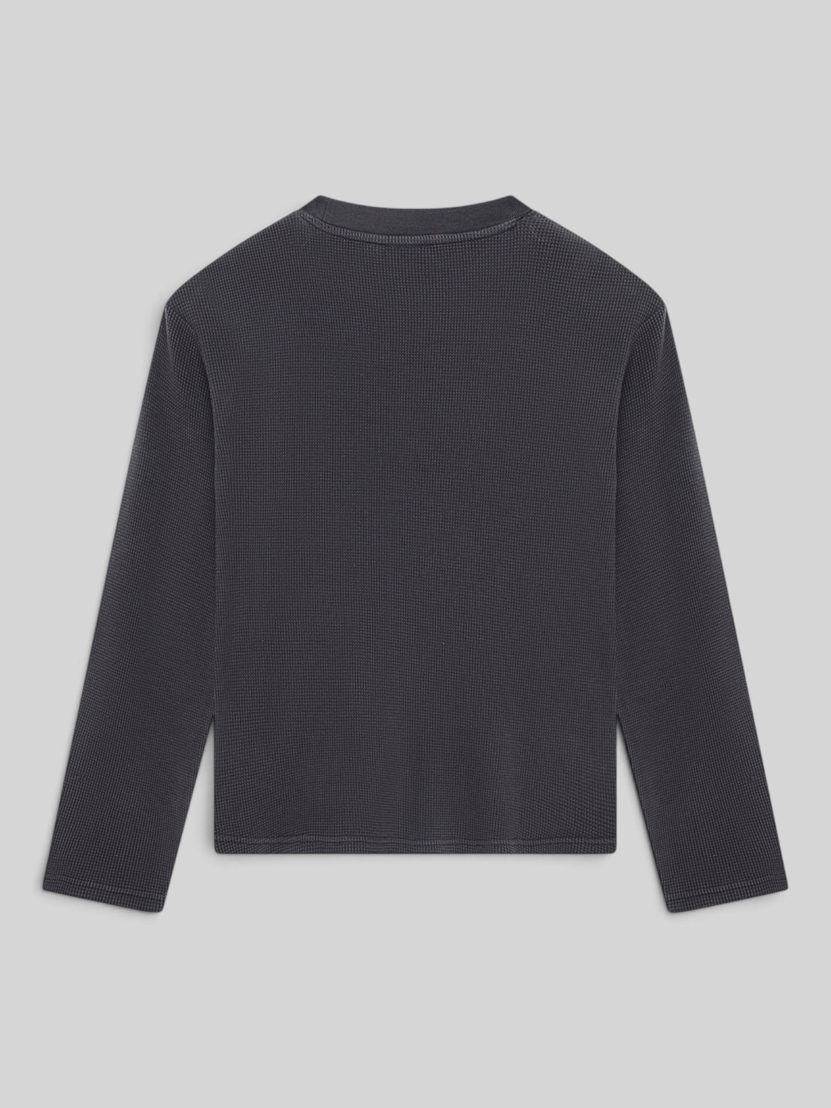 Baffle Haus washed anthracite grey long sleeve waffle knit top with a textured cotton jersey finish