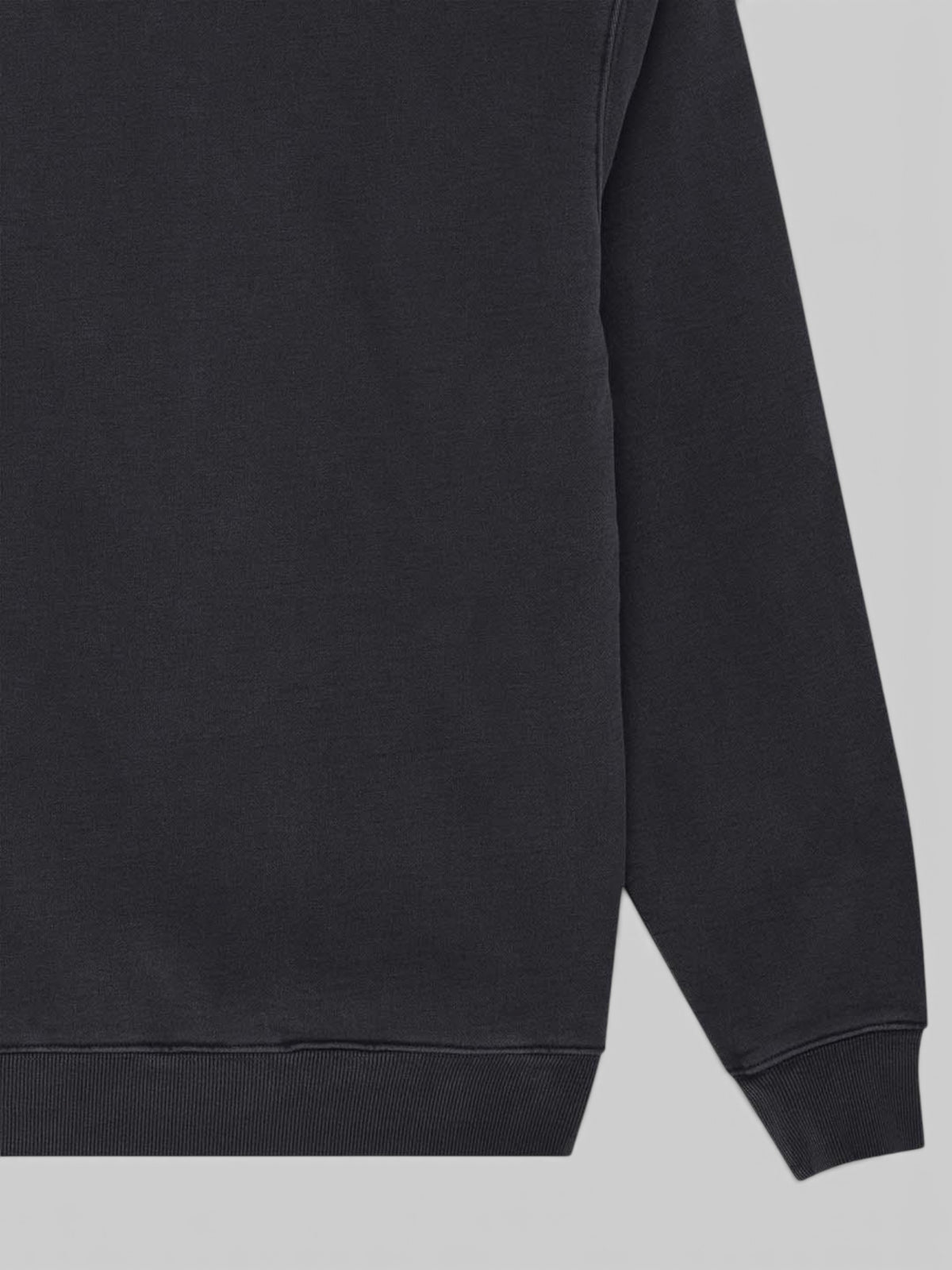 Baffle Haus black garment dyed heavyweight brushed fleece hoodie with a boxy fit and ribbed cuffs