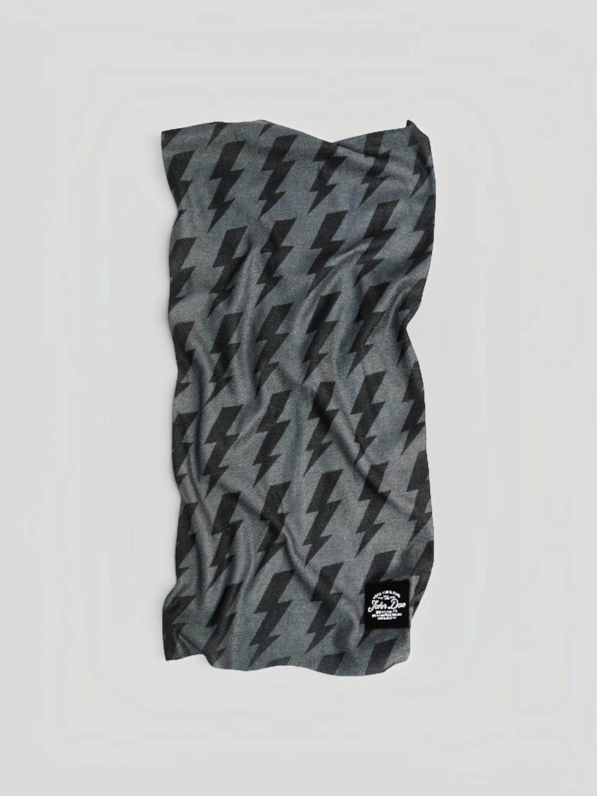 Baffle Haus black and grey lightning bolt print seamless technical microfiber neck tube for sports and outdoor use