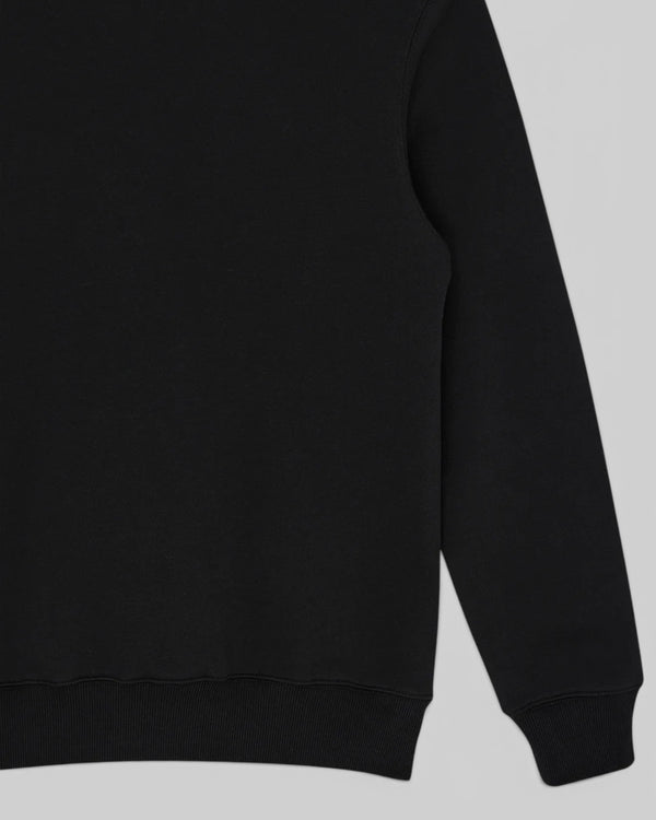 Baffle Haus Victory Lap black zip hoodie featuring ribbed cuffs and brushed back fleece fabric