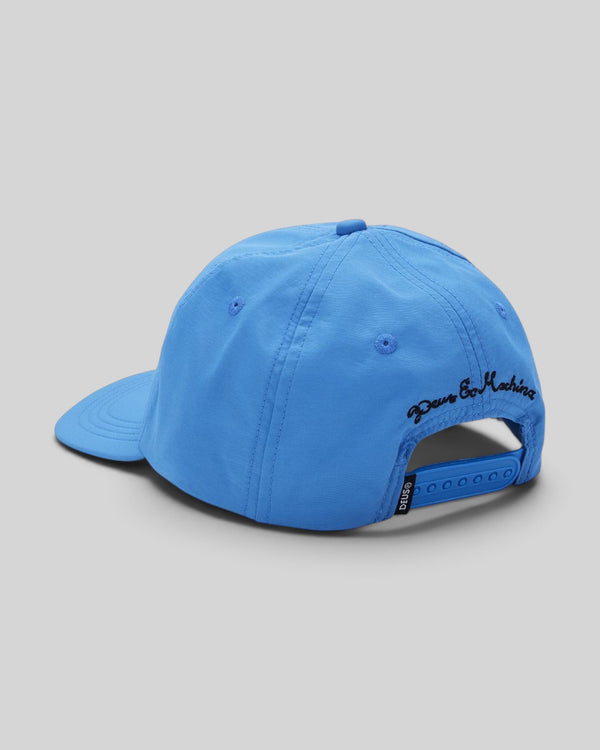 Baffle Haus Shield Nylon Cap in Bonnie Blue, featuring a mid crown, snap closure, and rear embroidery.