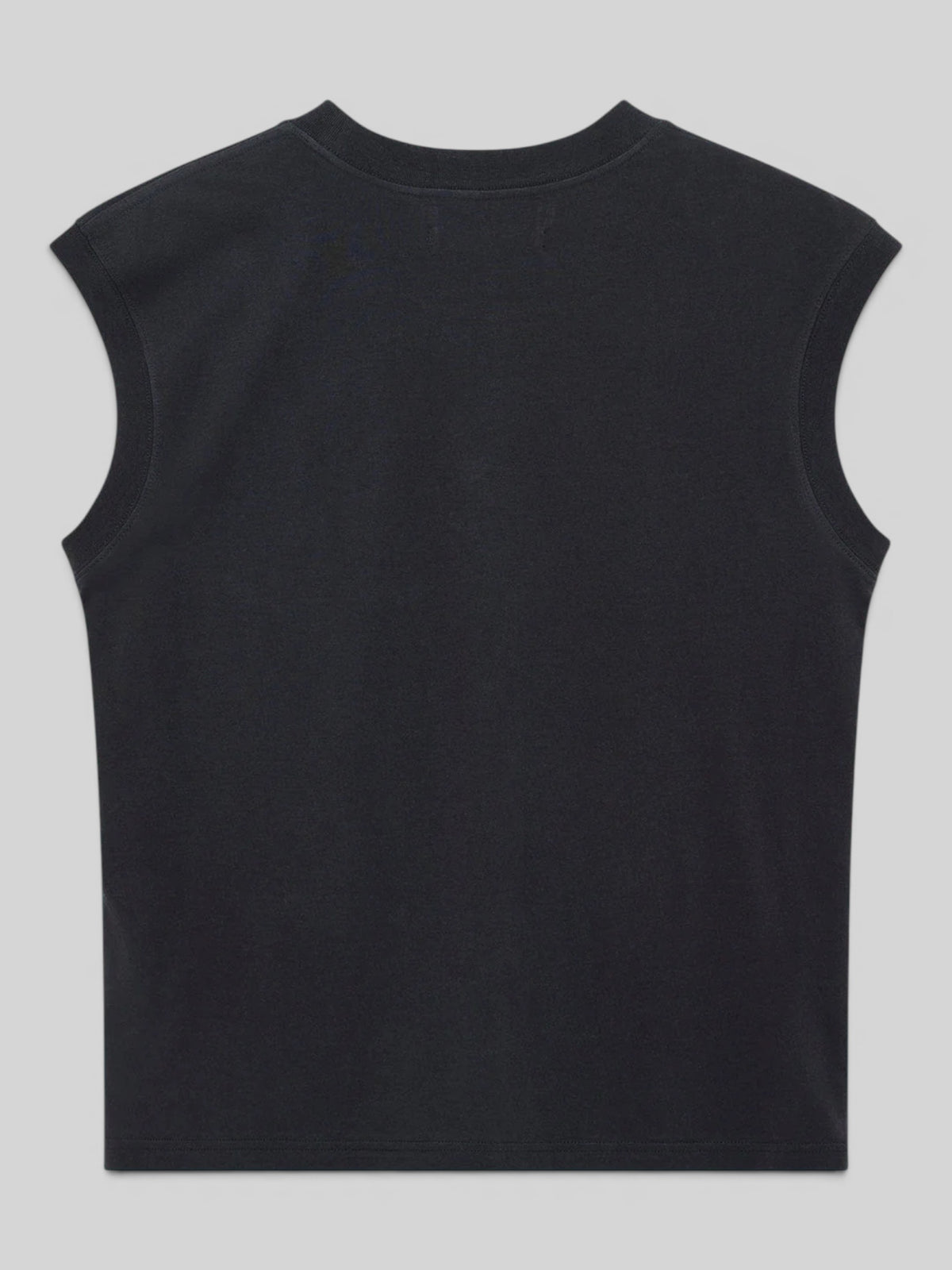Baffle Haus Christine black cap sleeve tank top in a lightweight recycled cotton blend with ribbed trim