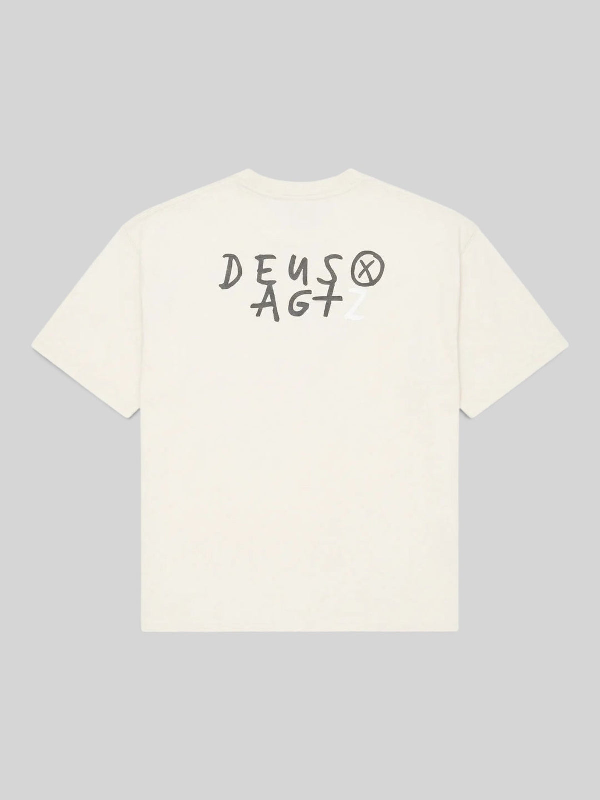 Baffle Haus Deus x AGTZ oversized bone white recycled cotton t-shirt with back graphic print