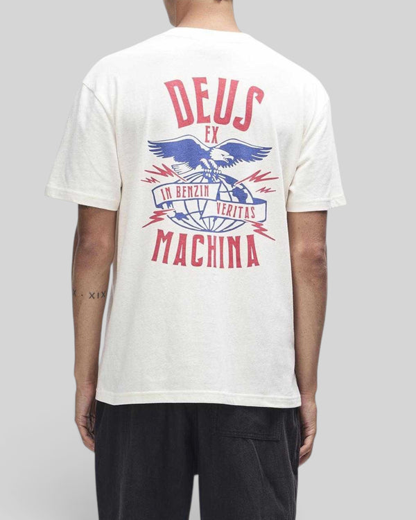 Baffle Haus Deus Ex Machina box fit t-shirt in dirty white with graphic eagle print on the back