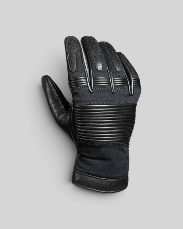 Baffle Haus Durango black motorcycle gloves made of cowhide leather and cotton with padded fingers and XTM-Fiber