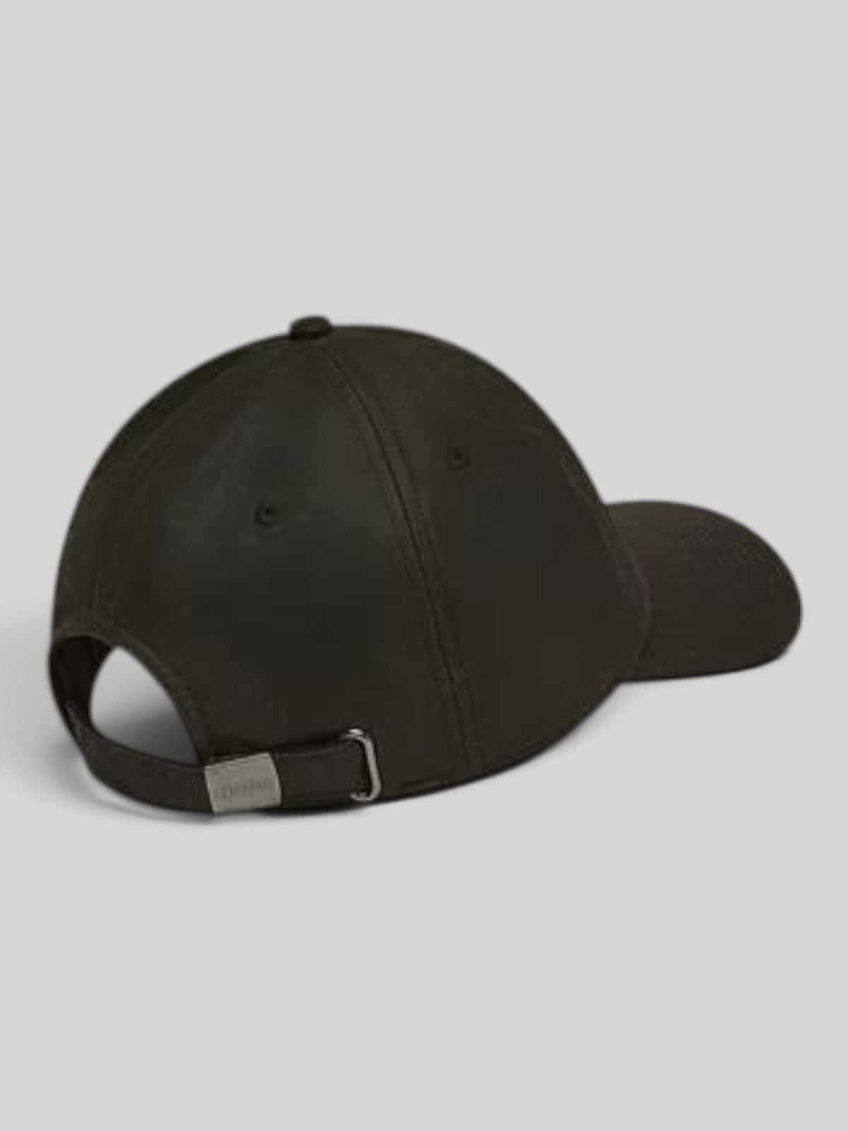 Baffle Haus Phoenix wax cotton baseball cap in faded olive with an adjustable back strap and metal buckle