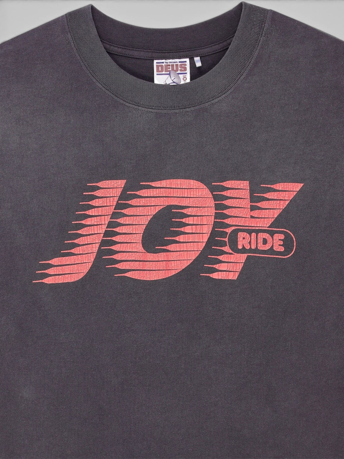 Baffle Haus Fast Times vintage fit black recycled cotton t-shirt with red Joy Ride graphic print on chest