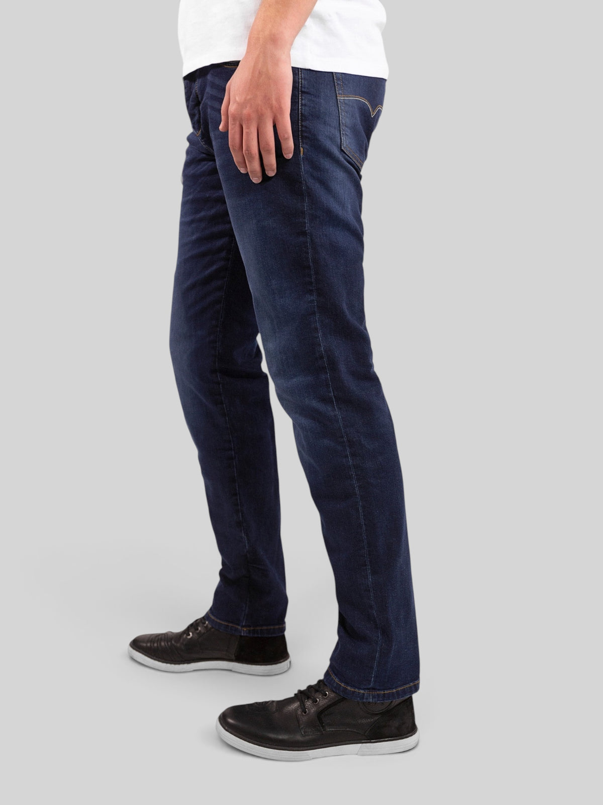 Baffle Haus Ironhead dark blue slim-fit motorcycle jeans with protective XTM-Fiber lining, side view