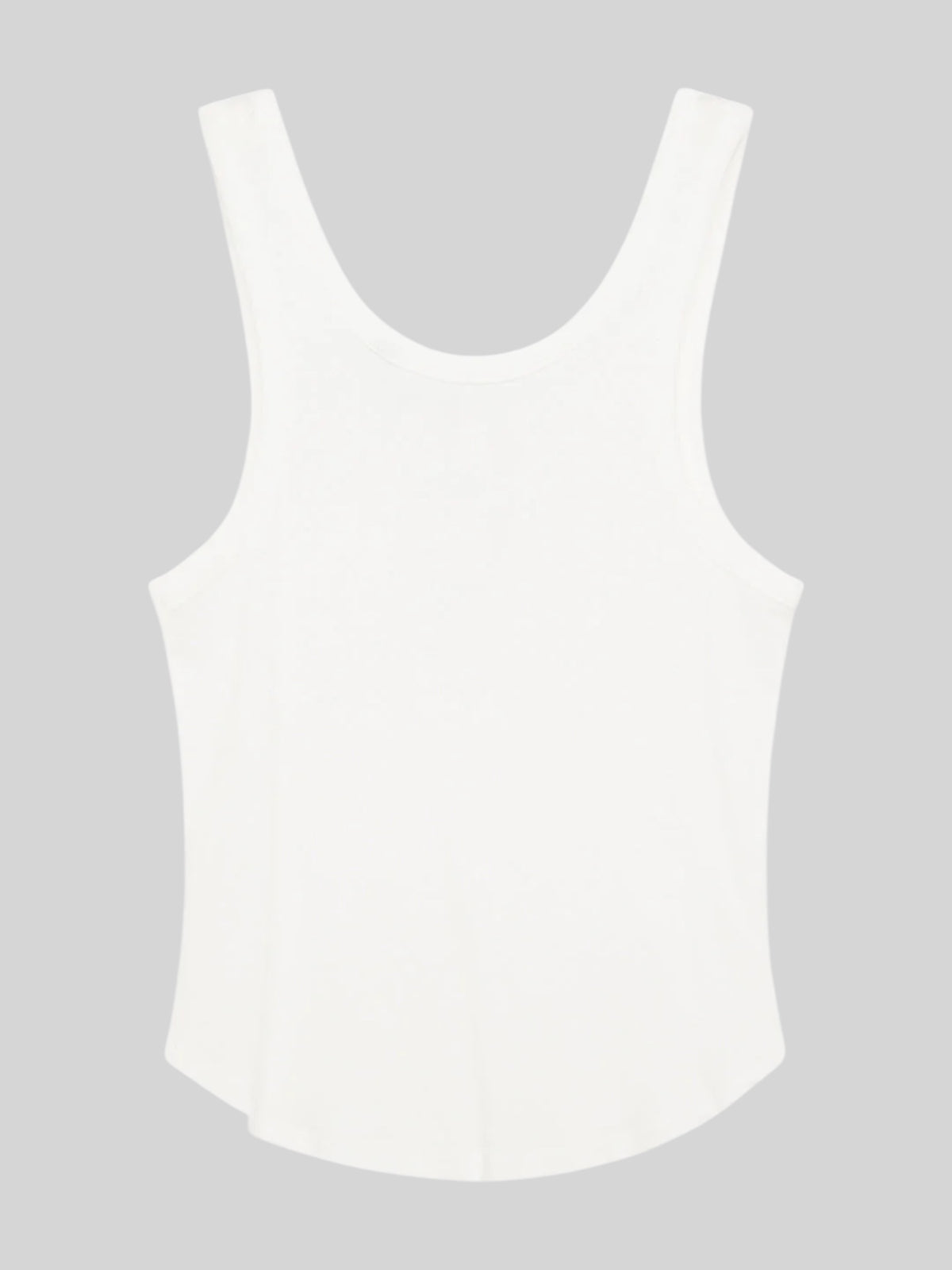 Baffle Haus June Shield tank top in vintage white with a slim fit, thin straps, and a curved hem.