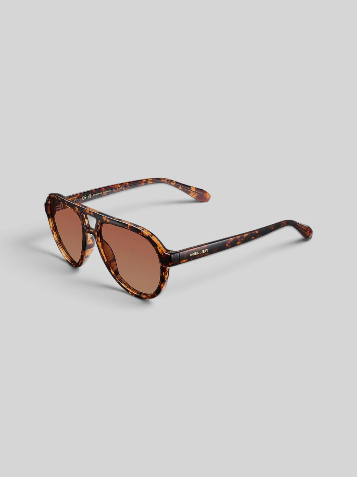 Baffle Haus KENA aviator sunglasses in Tigris brown tortoise shell with a double bridge and polarized lenses.