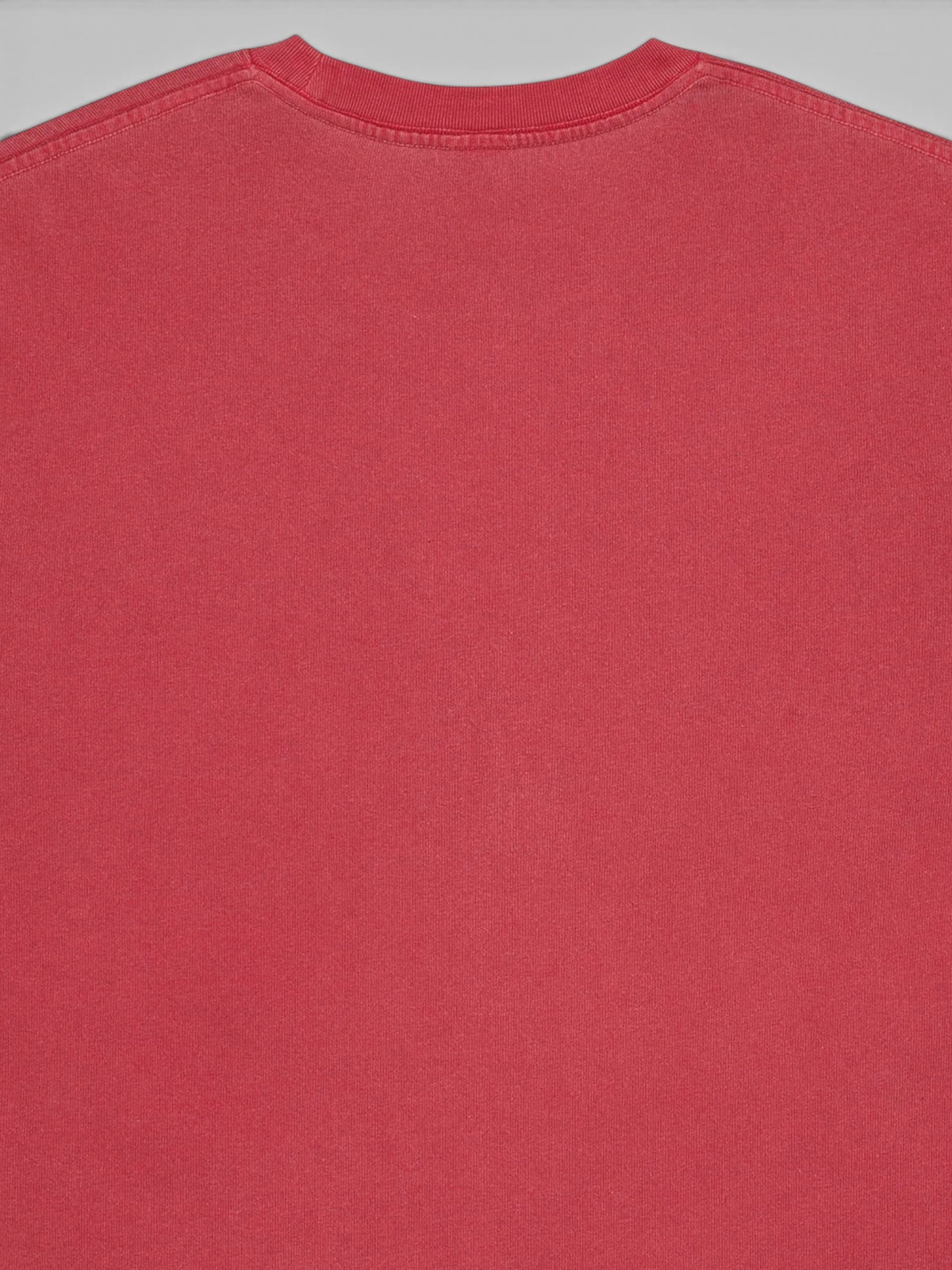 Baffle Haus Shield garment dyed t-shirt in lava falls red, featuring heavyweight recycled cotton jersey fabric.
