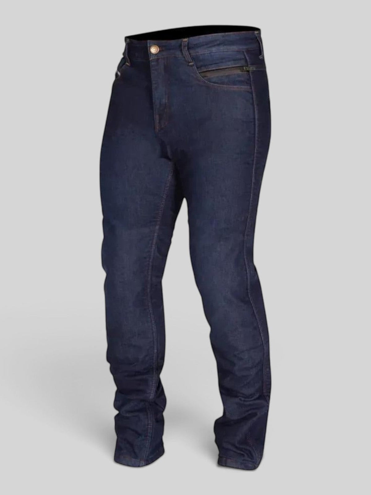 Baffle Haus Mason II blue waterproof motorcycle riding jeans made from Cordura denim with D3O armour.