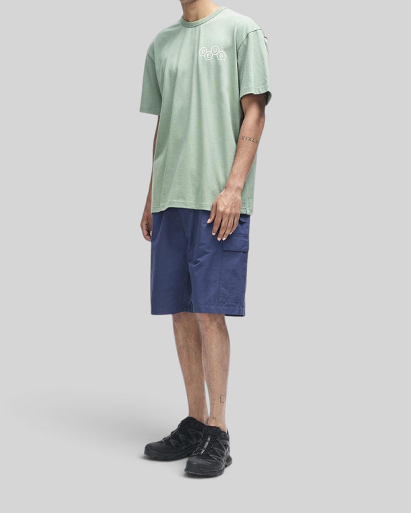 Baffle Haus Mechanism Tee in loden frost green, a regular fit organic cotton t-shirt with chest graphic print.