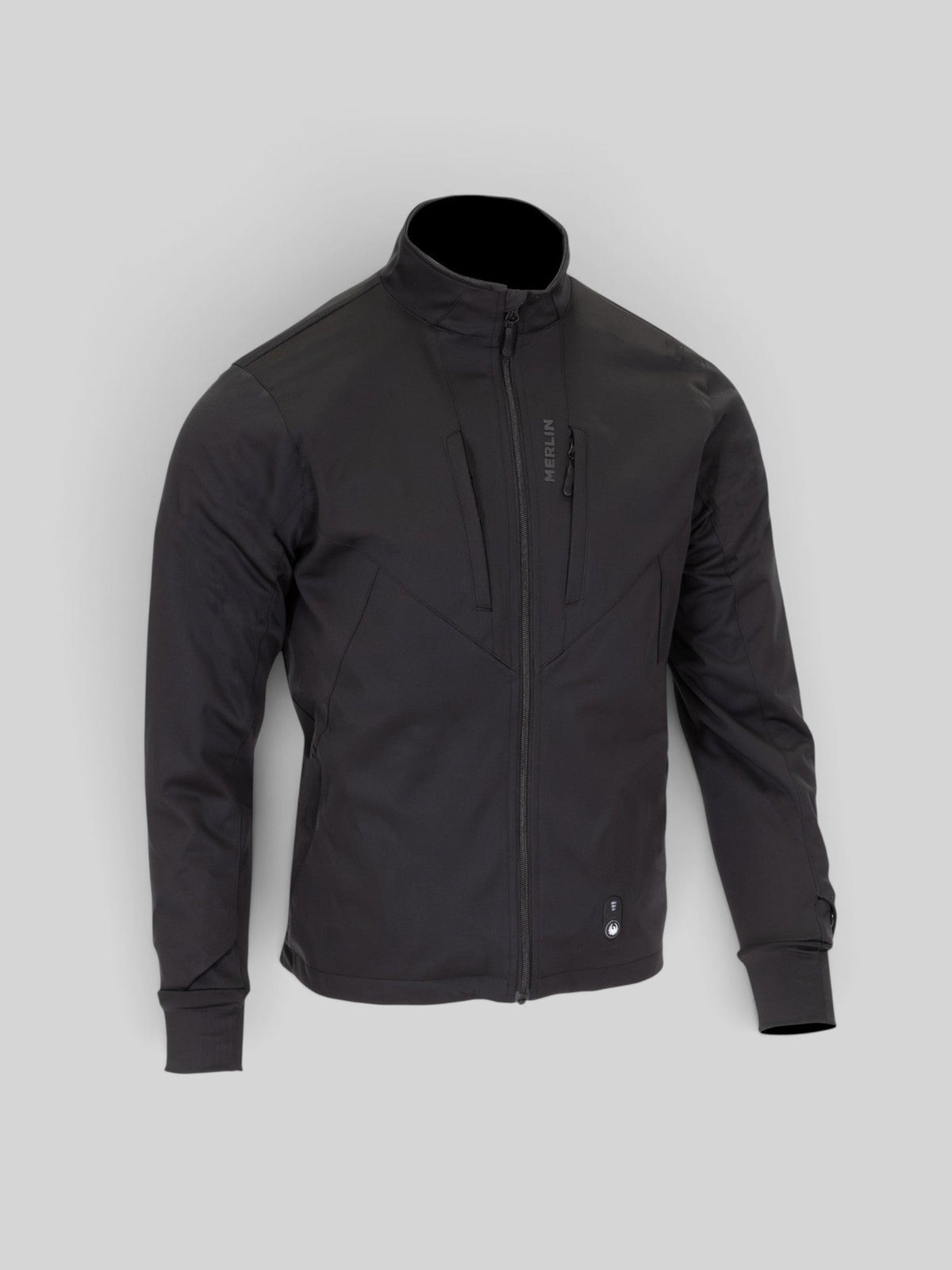 Baffle Haus Merlin Thermavolt black heated mid-layer jacket with zip pockets and carbon fibre heating panels.