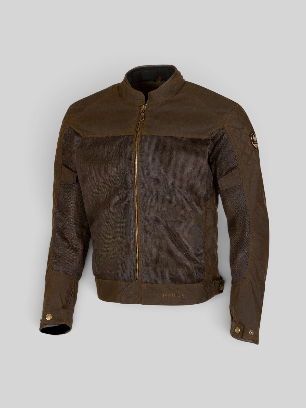 Baffle Haus Merlin Waltham D30 COTEC AIR motorcycle jacket in olive with breathable mesh panels and quilted shoulders