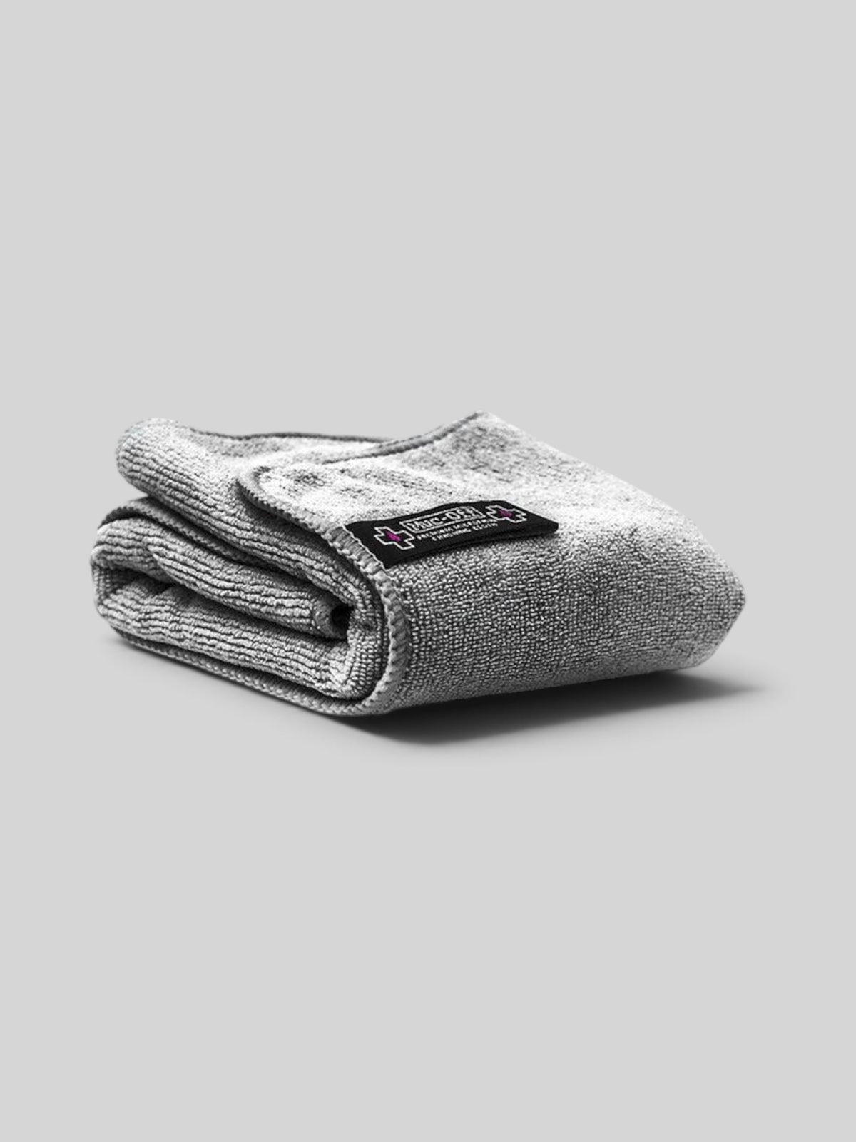 Baffle Haus Muc-Off grey microfibre polishing cloth with split-fibre technology for cleaning bikes and cars