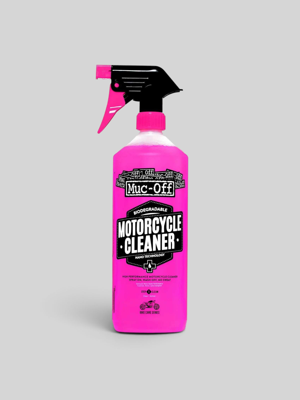 Baffle Haus Muc-Off 1 litre pink motorcycle cleaner spray bottle with nano tech formula for effective bike cleaning