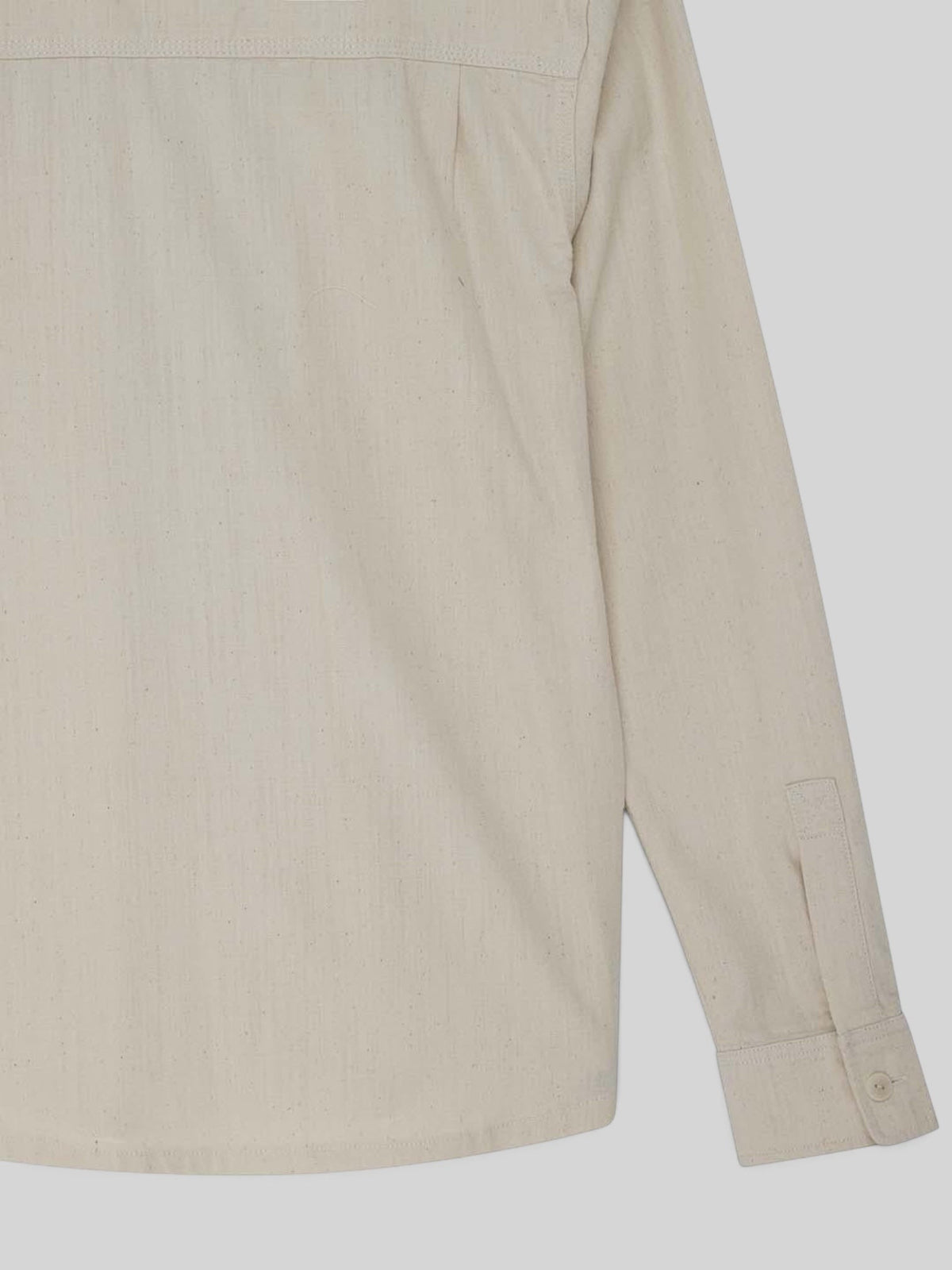 Baffle Haus Vacay Chambray Shirt in natural cotton with long sleeves and buttoned cuffs