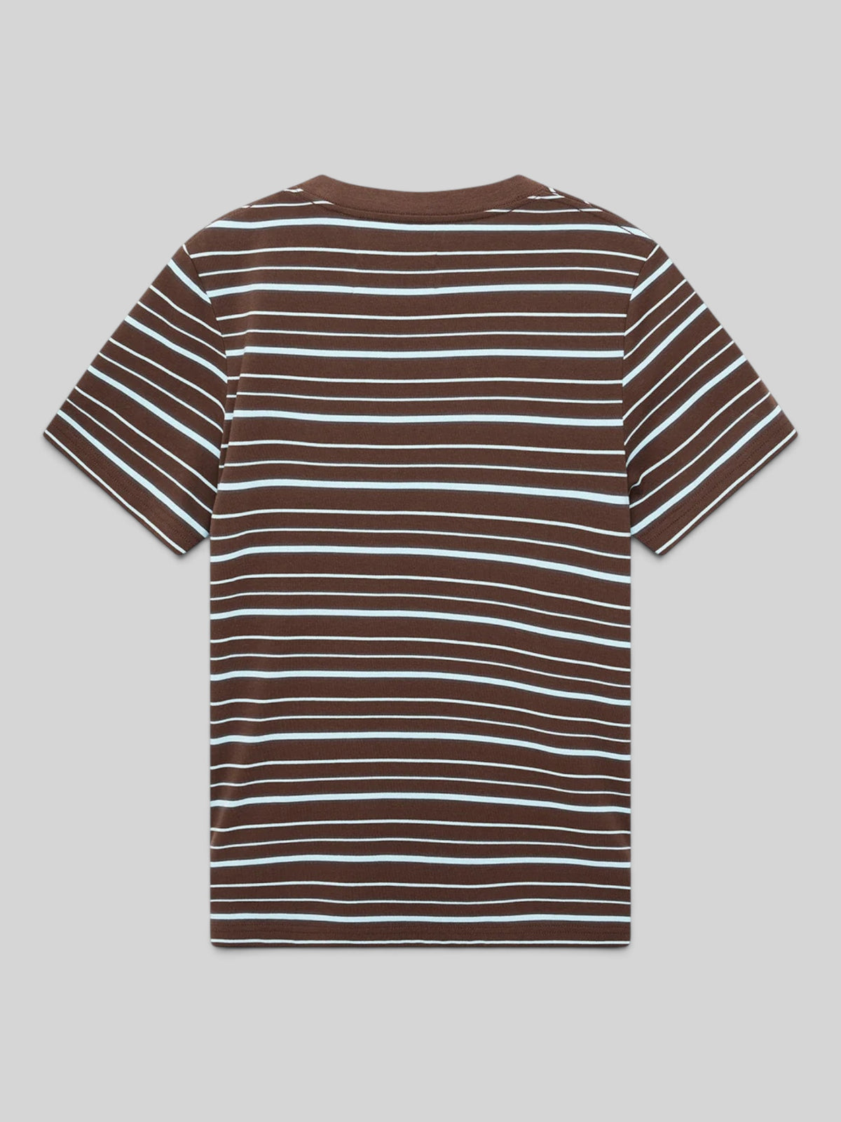 Baffle Haus Pierre stripe tee in java brown and baby blue soft cotton with a classic fit