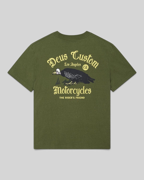Baffle Haus Beep-Beep pine green box fit t-shirt with vintage-style graphic print on the back