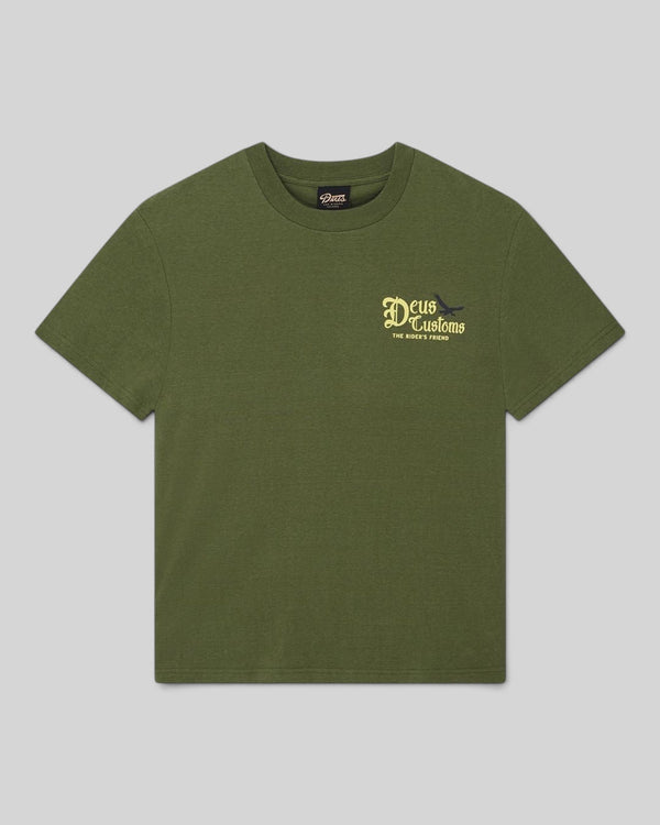 Baffle Haus Beep-Beep pine green box fit t-shirt in recycled cotton blend with chest graphic print