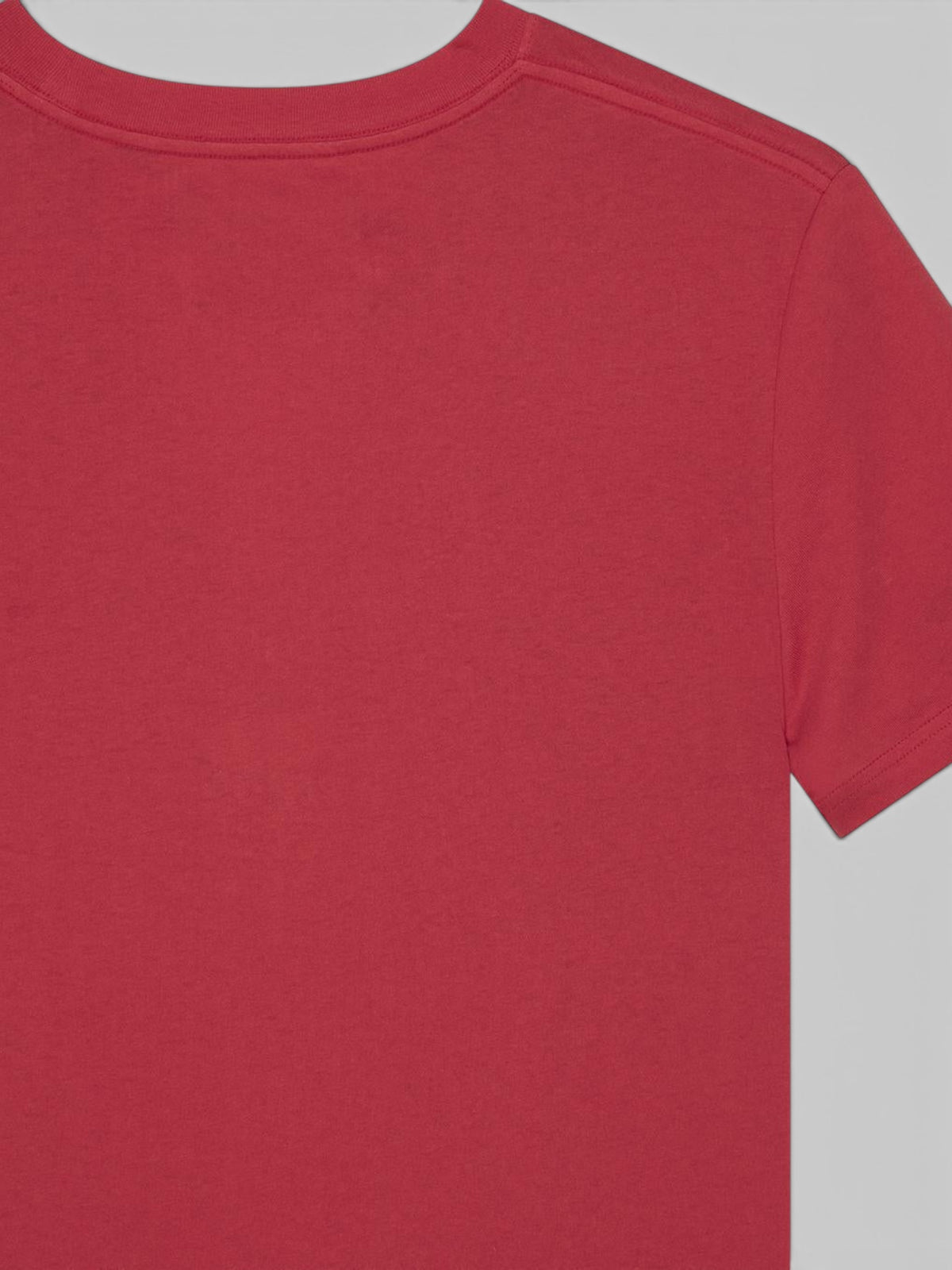 Baffle Haus Bird Scratch Tee in Poinsettia Red, a lightweight classic fit t-shirt made from a recycled cotton blend.