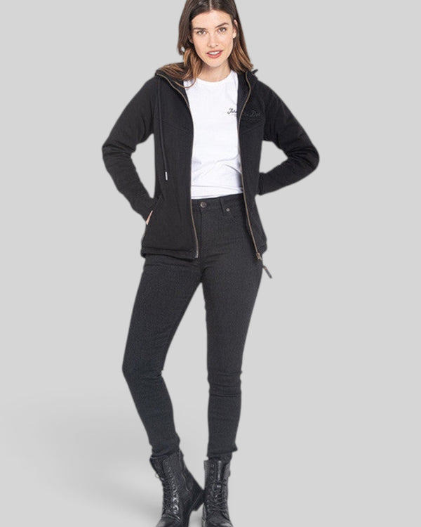 Baffle Haus Ruby black high-waisted slim-fit motorcycle jeans with protective XTM-Fiber stretch denim