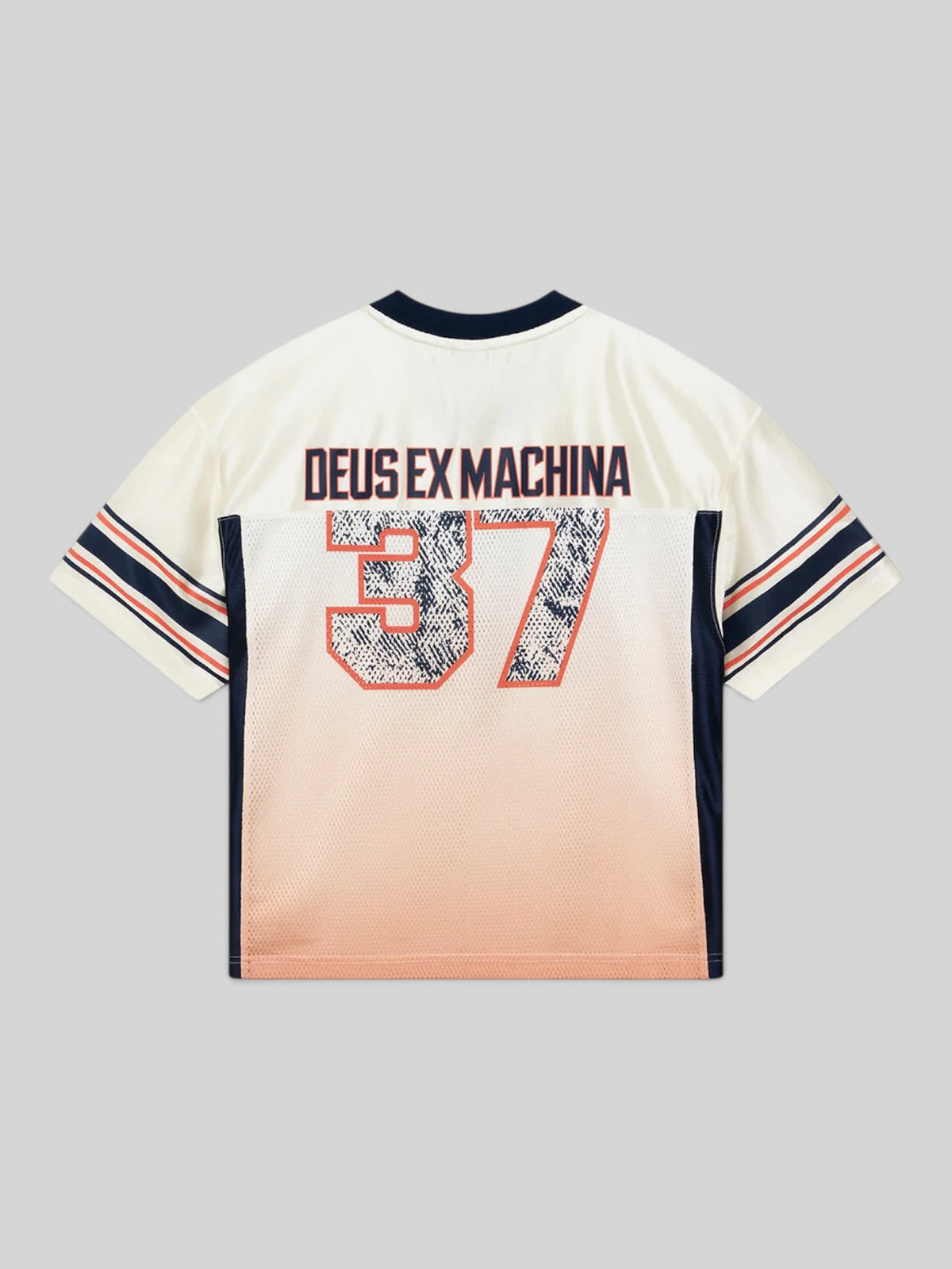 Baffle Haus San Remo #37 cropped mesh training top in white and flame orange with motorsport-inspired graphic print