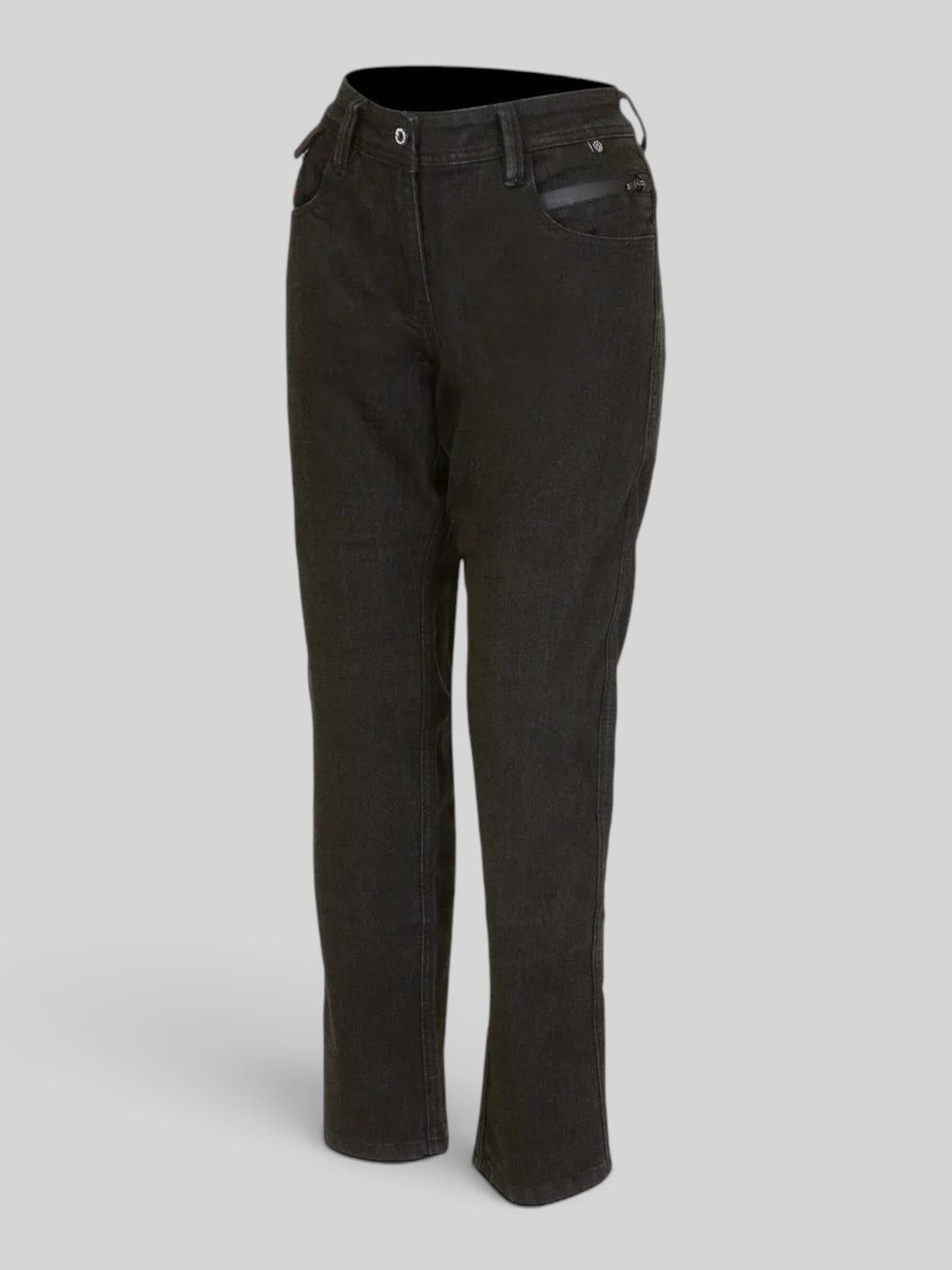 Baffle Haus Soho ladies black motorcycle jeans with AAA rated protective UHMWPE stretch cotton and D3O armour.