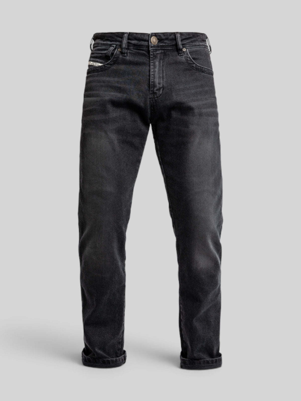 Baffle Haus Taylor black straight-fit motorcycle jeans with XTM-Fiber and protective pockets in a five-pocket style.