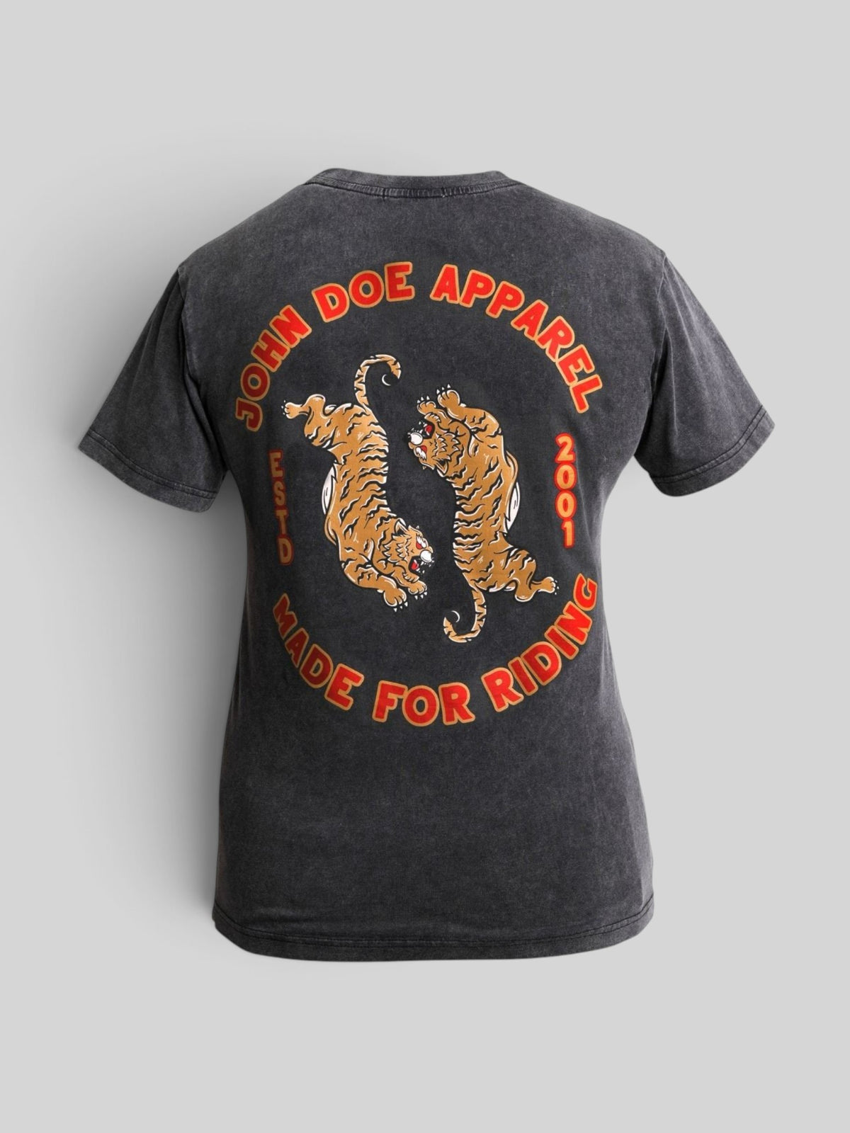 Baffle Haus Tiger II women's relaxed fit t-shirt in fade out black organic cotton with back tiger graphic print