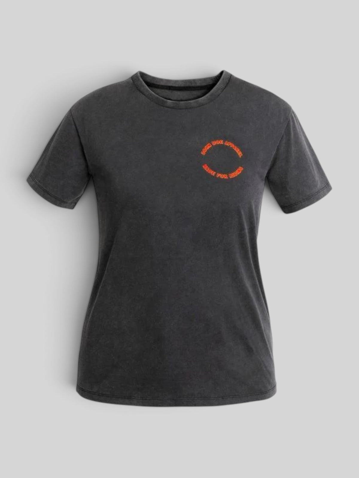 Baffle Haus Tiger II women's relaxed fit t-shirt in fade out black organic cotton with front chest logo emblem